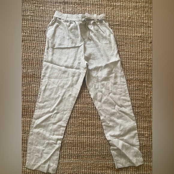 Trina Turk Beige Striped Linen Pants - Picture 5 of 5